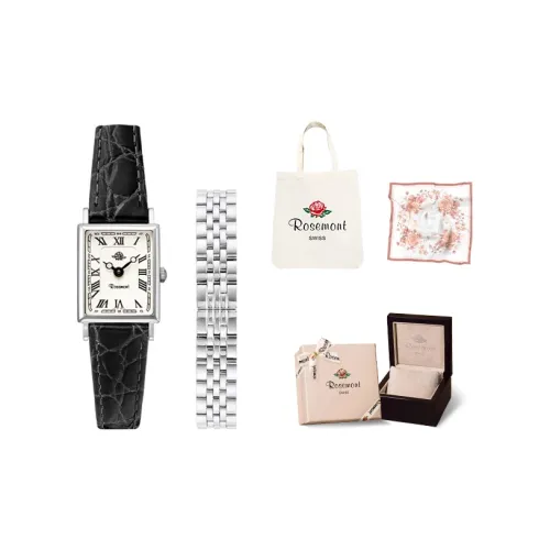 Rosemont Nostalgia Collection Кварцевый механизм Женские часы Серебристый циферблат Корпус из нержавеющей стали Ремешок из натуральной кожи