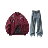 Бордовый + Винтаж Синий Брюки