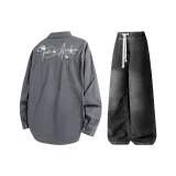 Комплект (Топ серого цвета + черные штаны)