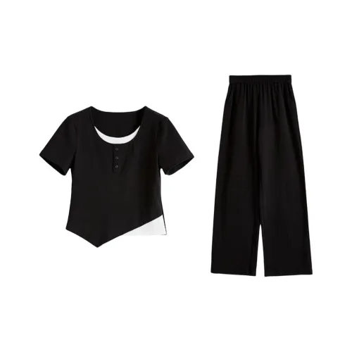 SLLSKY Современный Черный Женский Повседневный Костюм