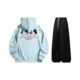 Комплект одежды (Ледниково-синий топ + черные штаны)