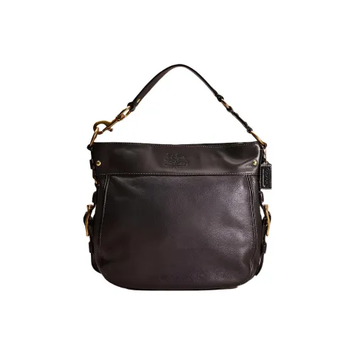 COACH Zoe Кожа Плечевая сумка Сумка Большая Женская Черная