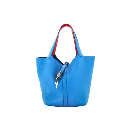 HERMES Picotin Lock Clemence Bullock Кожа Корзина Сумка Сумка-ведро Женская Сумка Синий