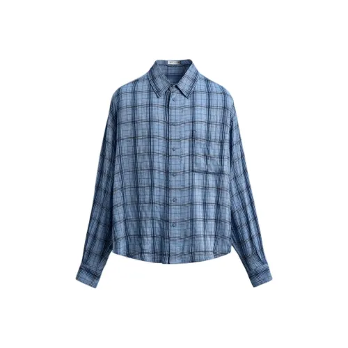 ZARA Ярко-синие мужские рубашки