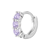 Серьги-кольца с фиолетовым цирконом, одиночные, модель EH-4021.eBF