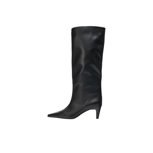 ZARA Высокие сапоги до колена, черные, женские