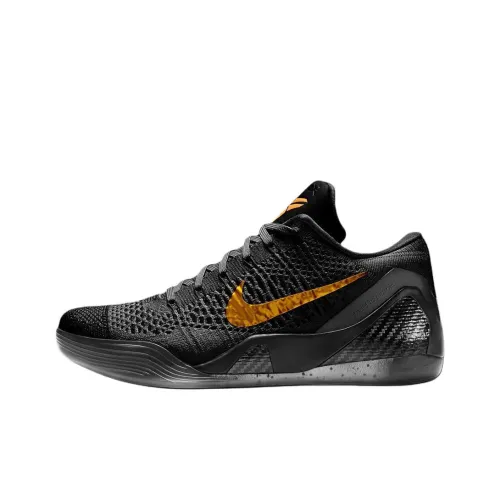 Nike Kobe 9 Slip Resistant Abrasion Resistant Low Топ Баскетбольные кроссовки Унисекс Черный золотой