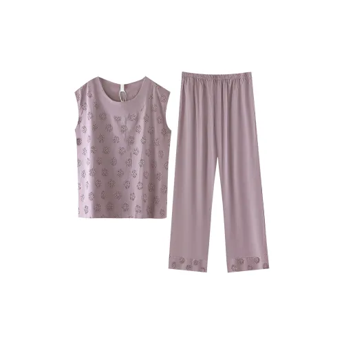 ZumashL S85256# 100% хлопок Одежда Комплекты Украшение Фиолетовый Женские Пижамные Наборы