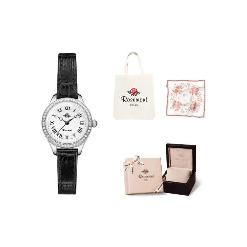 Rosemont Кварцевый механизм Женские часы 24 Белый циферблат Корпус из нержавеющей стали Ремешок из коровьей кожи
