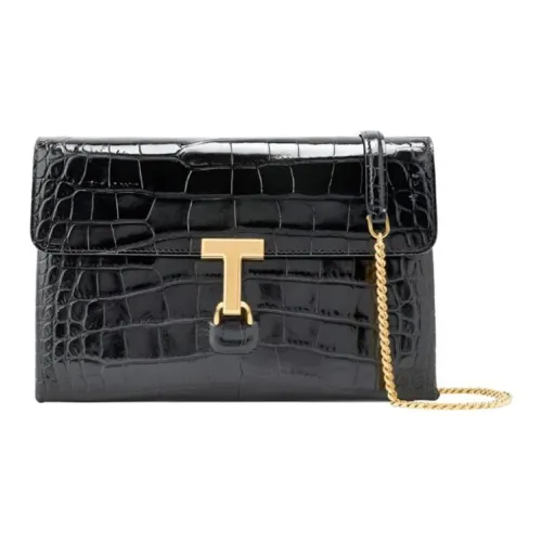 TOM FORD Телячья кожа Портативная Сумка через плечо Сумка на плечо Женская Черная