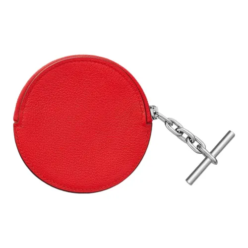 HERMES Ремень Evercolor Телячья кожа Кошелек с монетой круглый шнурок и держатель для карт женский сердечный красный