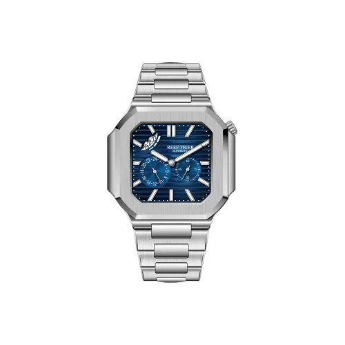 REEF TIGER Peak Collection Автоматический Механический Механизм Стальной Ремешок Часы Мужские Черный Циферблат