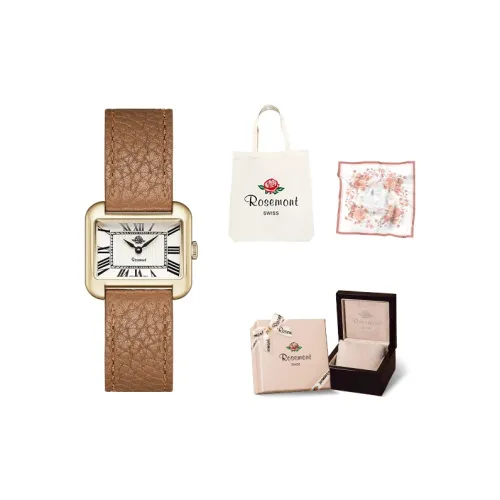 Rosemont Кварцевый механизм Женские часы Швейцарские Наручные часы Белый циферблат Корпус из нержавеющей стали Ремешок из натуральной кожи