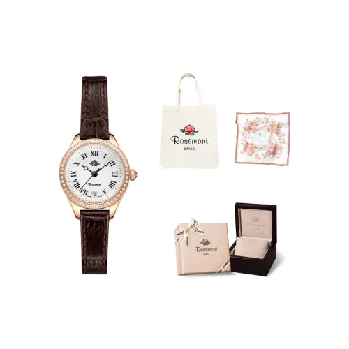Rosemont Кварцевый механизм Женские часы Швейцарские Наручные часы 24 Белый циферблат Корпус из нержавеющей стали Ремешок из натуральной кожи