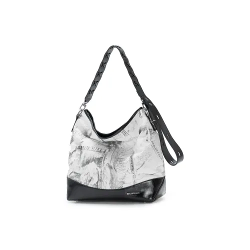 BREAKDANNY Сумка через плечо из коровьей кожи женская черная с чернильными пятнами