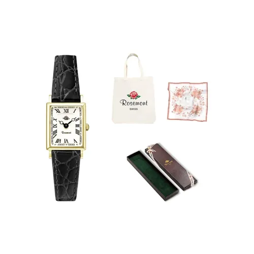 Rosemont Кварцевый механизм Женские часы 18 мм Белый циферблат Корпус из нержавеющей стали Ремешок из натуральной кожи