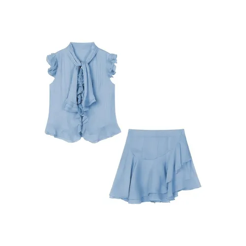 MARIE·COCO Светло-синий топ и юбка женский комплект
