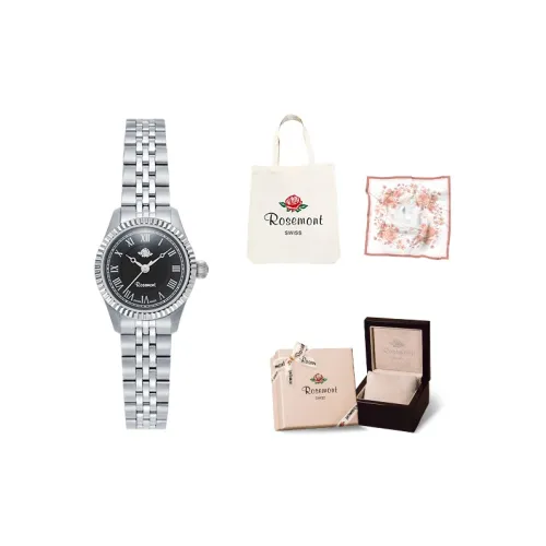 Rosemont Розовый Часы Кварцевый Механизм Женские Часы Швейцарские Наручные Часы Черный Циферблат