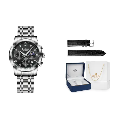 Bestdon Кварцевый механизм ремешок из нержавеющей стали черный циферблат мужские часы