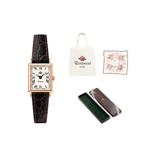 Rosemont Nostalgia Collection Кварцевый механизм Женские часы Белый циферблат Корпус из нержавеющей стали Ремешок из натуральной кожи