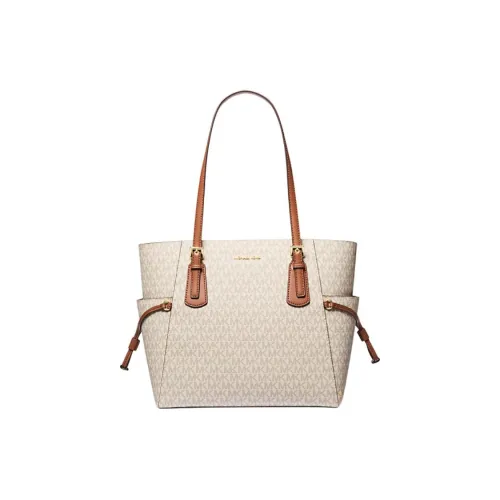 MICHAEL KORS Voyager Покрытый холст Тоут Сумка Сумка для покупок Сумка на плечо Большая Женская Ваниль