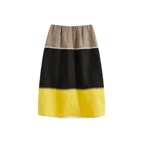 Short Sentence Колорблок A Линия Midi Юбка Повседневный Длинный Юбка Женские
