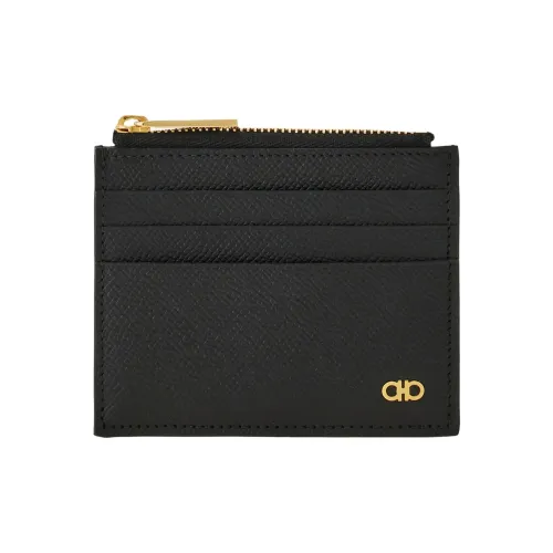 FERRAGAMO GANCINI Держатель для карт из телячьей кожи Мужской Черный