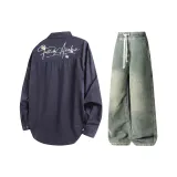 Комплект одежды (Синий топ + Желтые грязные штаны)