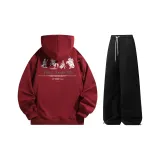 Комплект (бордовый топ+черные брюки)