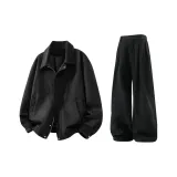 Чёрное пальто + чёрные штаны