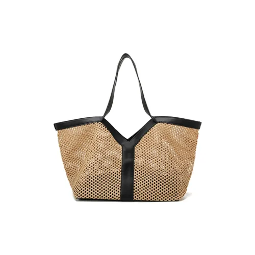 BEGOOER Плетеная пляжная сумка с большим объемом сумка через плечо стандартная женская коричневый черный белый