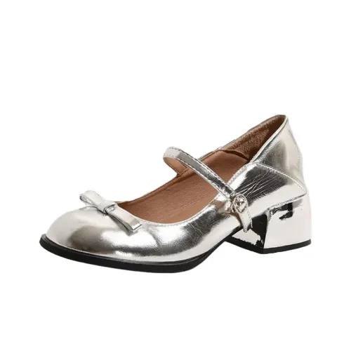 Dawei's House Туфли Мэри Джейн Женские Серебряные