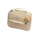 Трёхслойный, большой объем, бежевый + капибара, брошь