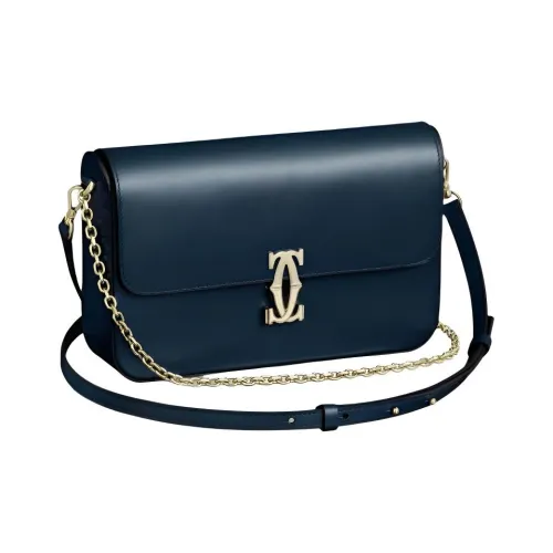 Cartier C De Cartier Collection Телячья кожа Сумка Сумка через плечо Сумка через плечо Маленькая Женская Полночный синий