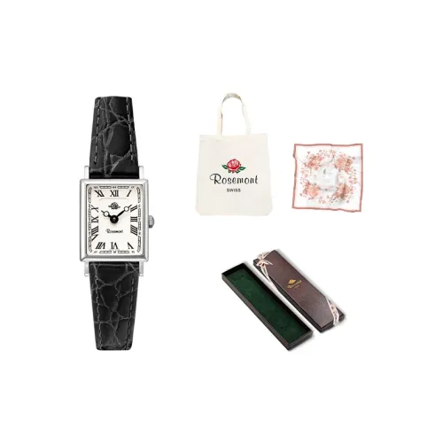 Rosemont Кварцевый механизм Женские часы 18 мм Серебристый циферблат Корпус из нержавеющей стали Ремешок из натуральной кожи