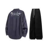 Комплект одежды (Синий топ + Черные штаны)