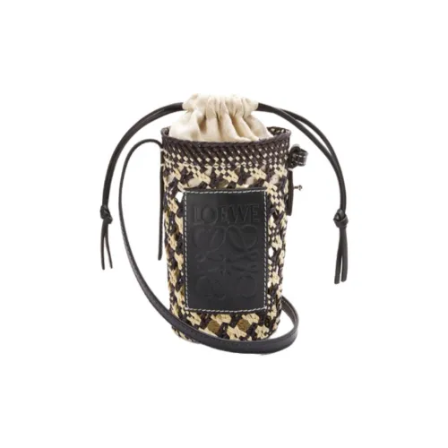 LOEWE Cylinder Pocket Тисненая Коровья Кожа Патч Ткань Вязаная Женская Черная