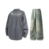 Комплект (Железо-серый топ + желтые грязные штаны)