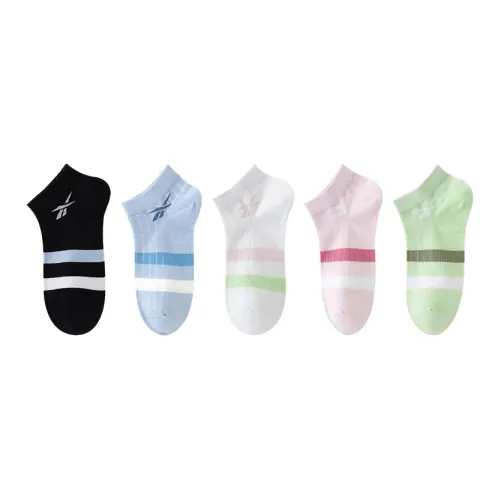Reebok [5 пар] 1 Белый 1 Розовый 1 Зеленый 1 Синий 1 Черный Женские No Show Носки