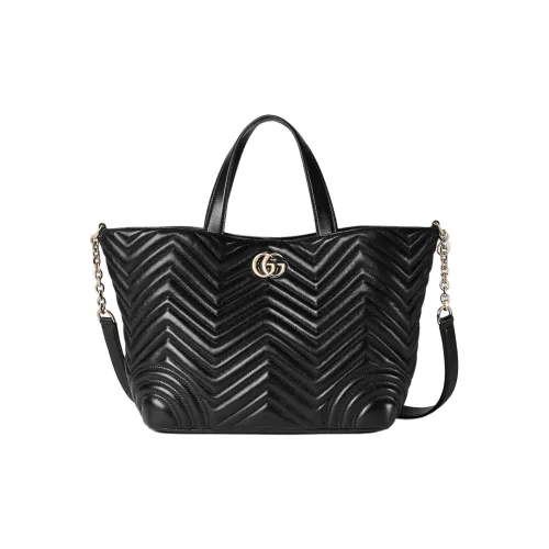 GUCCI Marmont Овчина Тоут Сумка Сумка для покупок Сумка среднего размера Женская Черная