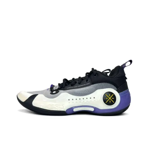 LINING WOW 10 Амортизаторы Шок Резистентность к истиранию Низкий Топ Баскетбольные кроссовки Мужские Белый Фиолетовый