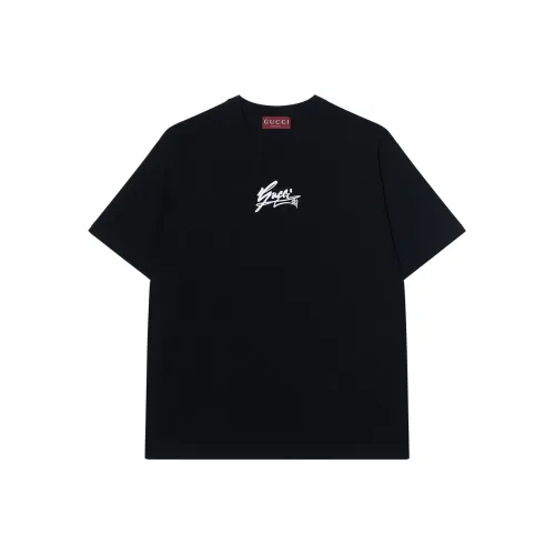 GUCCI 1921 С принтом буквы Круглый вырез Короткий рукав Т-рубашка Т-рубашка Мужская Черная