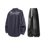 Комплект одежды (Синий топ + Черные штаны)