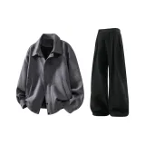 Темно-серое пальто + черные штаны