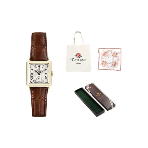 Rosemont Кварцевый механизм Женские часы 23*23 мм Белый циферблат Корпус из нержавеющей стали Ремешок из коровьей кожи