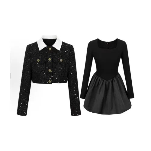 KKX Черный Женский Комплект с Юбкой