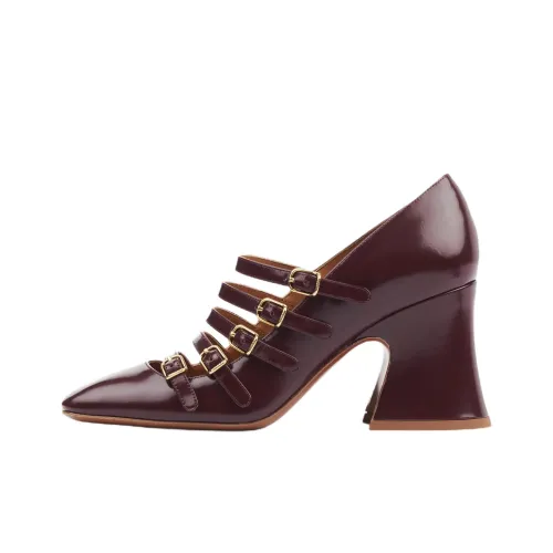 Chloe Janis Грубый каблук Туфли Мэри Джейн 8 см Женские Красный