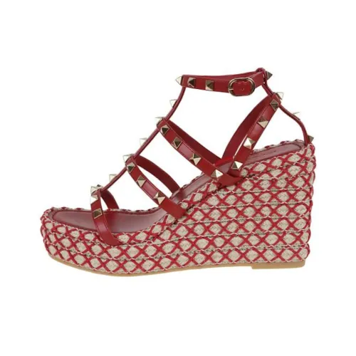 Valentino Garavani Rockstud Torchon Римские Сандалии Женские Красные