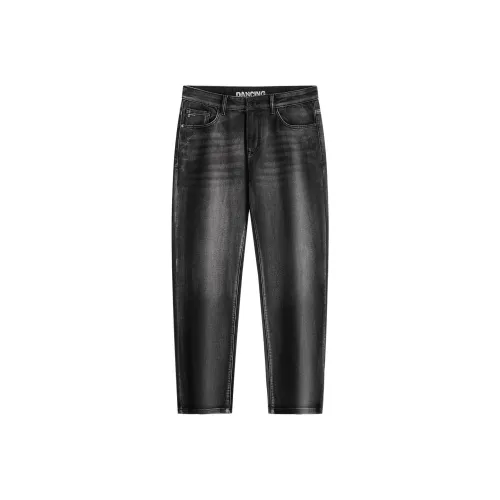 YULANGGONGWU 002 Черный Серый Мужские Джинсы