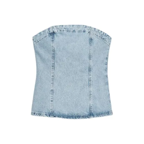 ZARA Светло-синий Женский топ без бретелек